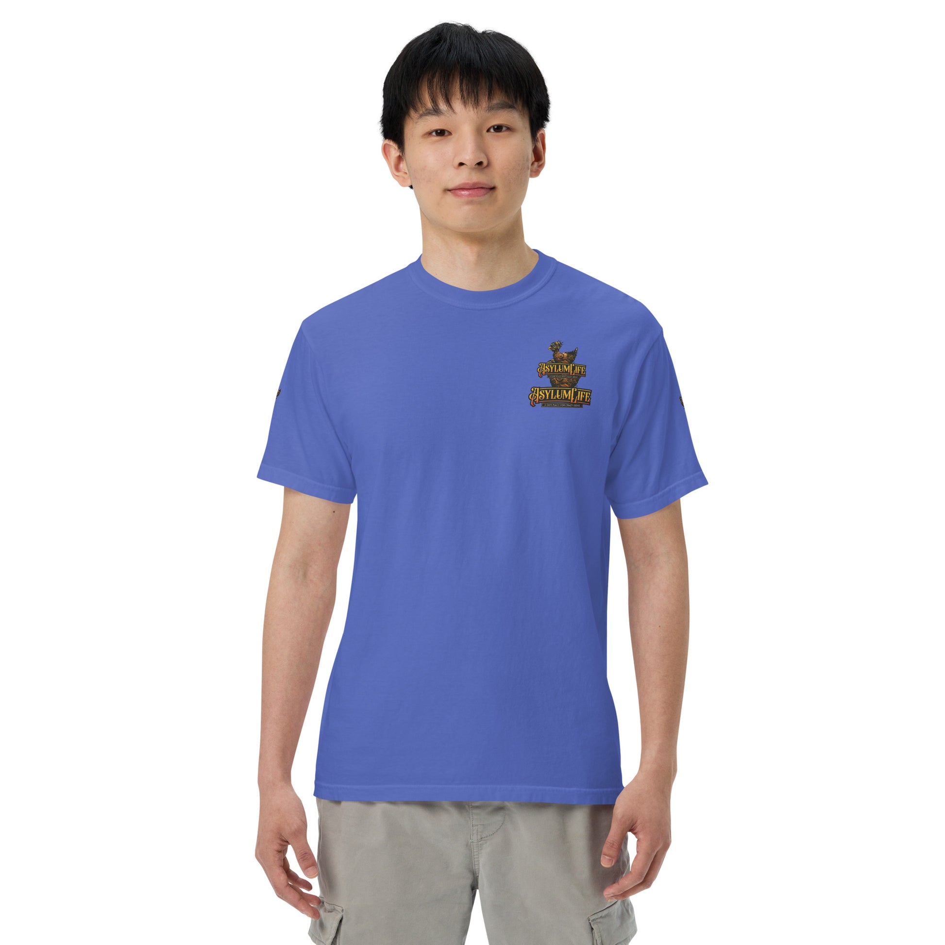 Men’s garment-dyed heavyweight t-shirt BLUE LOGO